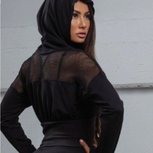 BOMBSHELL SPORTSWEAR Mohawk Lounge Hoodie Black XS - Picture 2 of 12